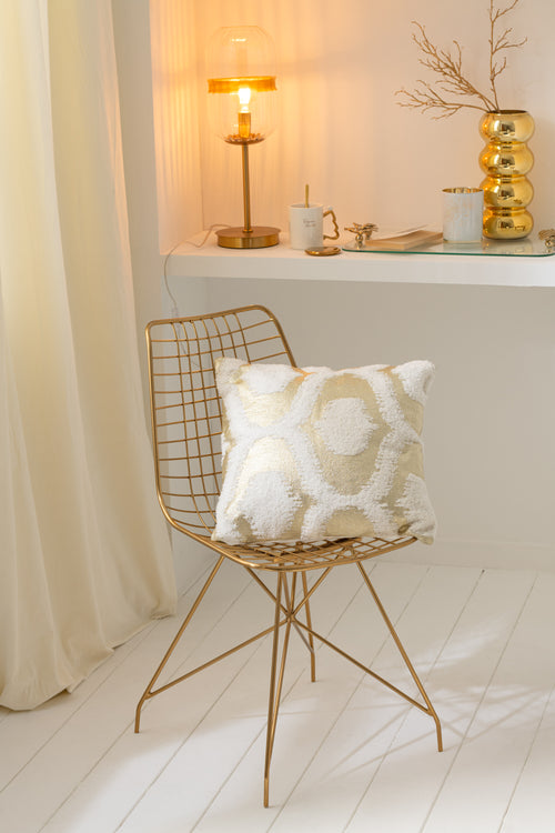 J-Line kussen Folie Print - katoen - wit/goud