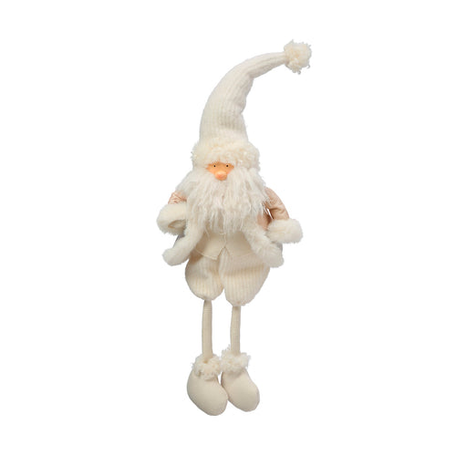 Sia Deco - Beeldje Kerstman Fluweel - Crème / 78 cm - Crème - Polyester - H78 - vtwonen shop