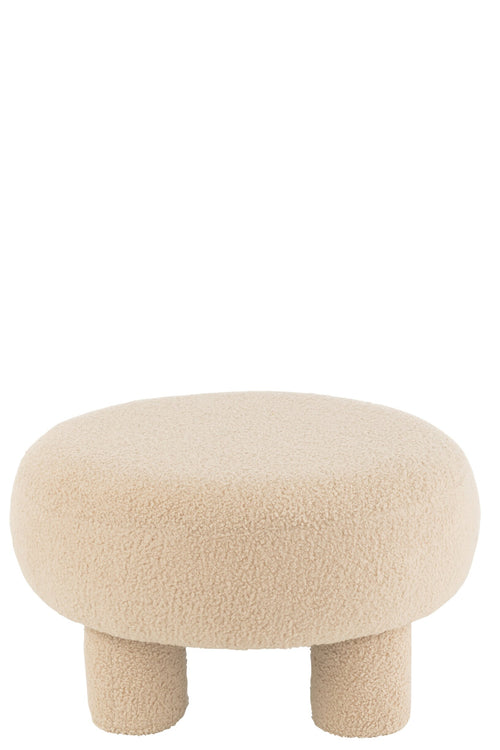 J-Line kruk Rond Teddy Voeten Bouclé - textiel - beige