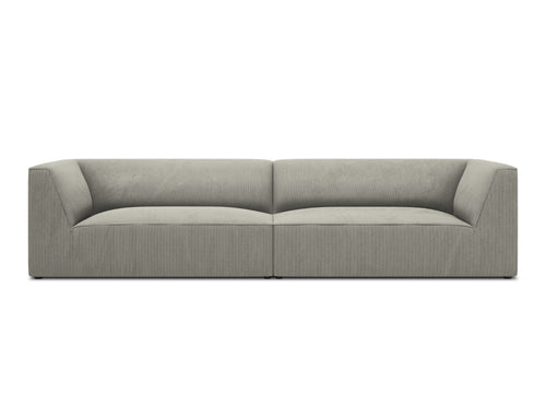 Micadoni Bank Ruby 4-zits, ribfluwelen, lichtgrijs - 93x302x69cm