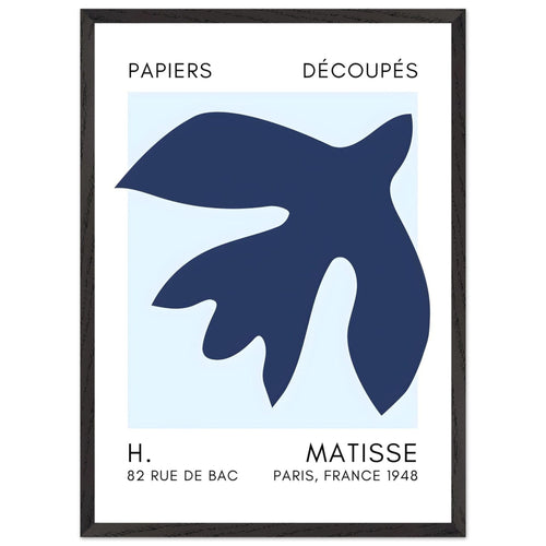 Artfulprints Poster met Lijst Matisse – Floating forms navy blue I   - 50x70 cm - Blauw