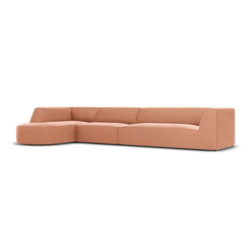 Cosmopolitan Design - Modulaire hoekbank links Siena 5-zits, flueel roze - 180x366x69cm