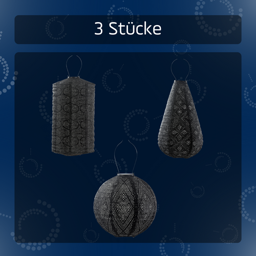 Lumiz solar lampion - zwarte set - 3 stuks - vtwonen shop