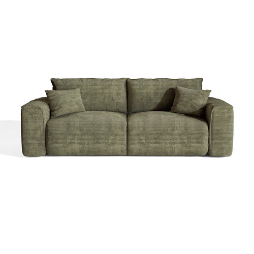 Premium Interiors - Snel uitklapbare slaapbank COMO - corduroy olijfgroen 216cm