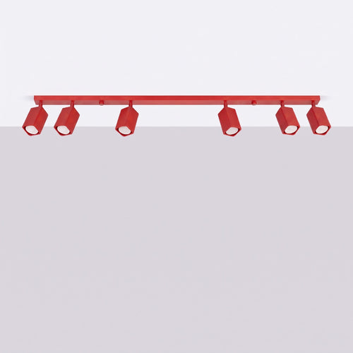 Sollux Lighting Plafondlamp RAYO 6L rood - 117x6x16,5cm