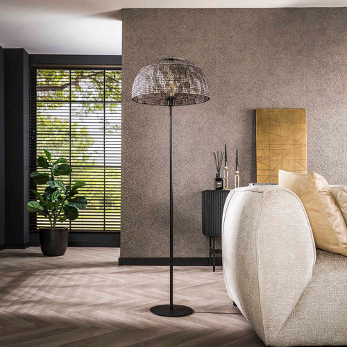 Giga Meubel Vloerlamp Armor Open - Zwart/Bruin - 1-Lichts - Ø50x180cm - vtwonen shop