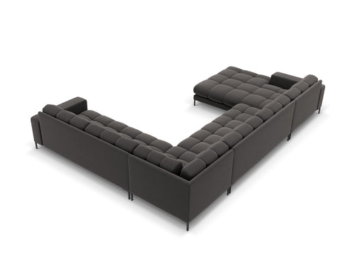 Cosmopolitan Design Panoramische hoekbank rechts Bali 7-zits, flueel, donkergrijs - 256x327x75cm