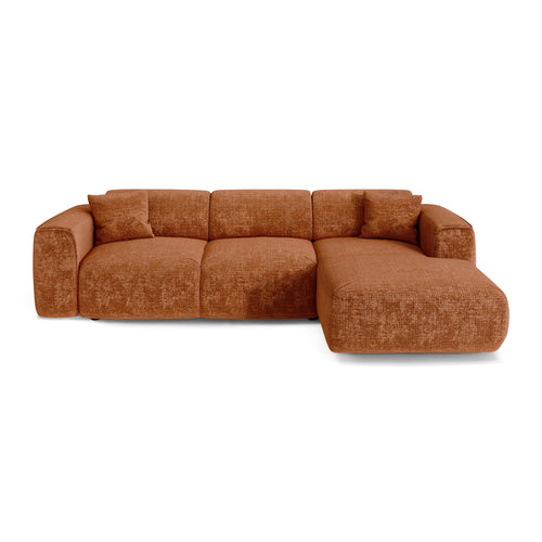 Sia Home - Hoekbanken YUMA - Fluweel met reliëf - Terracotta - 283cm