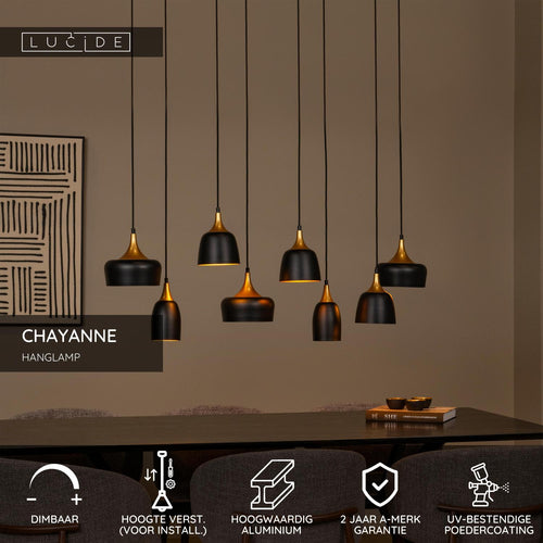 Lucide hanglamp CHAYANNE - 8xE14 - Zwart