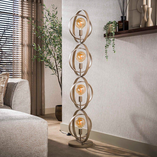 Giga Living Vloerlamp Turn Around - Beige Metaal - 40x30x165cm
