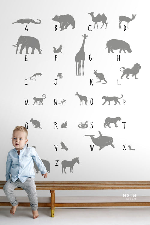 ESTAhome fotobehang dieren ABC grijs - 150 x 279 cm - 158923