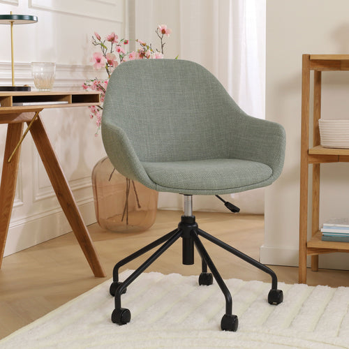 Nolon Nout-Mae Bureaustoel Saliegroen - Armleuning - Zwart Onderstel - vtwonen shop