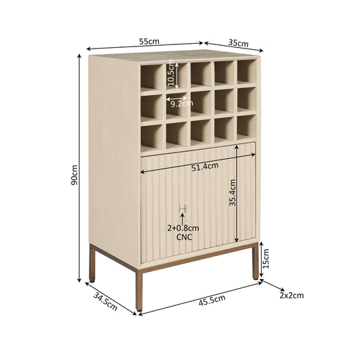 Starfurn  wijnkast Madison - beige - 35x55x90cm