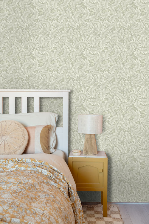 ESTAhome behang bladeren licht vergrijsd groen - 50 x 900 cm - 131142 - vtwonen shop