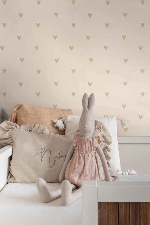 ESTAhome behang hartjes beige - 53 cm x 10.05 m - 139769