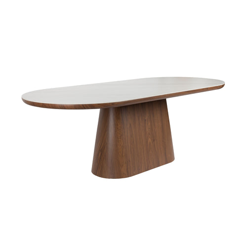 Housecraft Living Almira Eettafel Ovaal 180 cm Hout/ Marmerlook Walnootkleur - Bruin