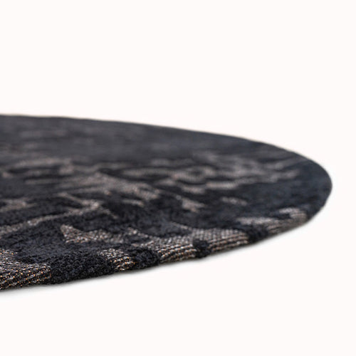 Louis De Poortere binnen & buiten machinewasbaar vloerkleed Structures Baobab van 70% gerecycled PET - zwart - 140x140cm