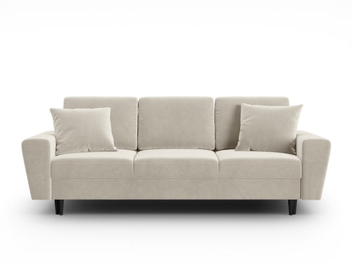 Cosmopolitan Design Slaapbank met opbergdoos Kyoto 3-zits, flueel lichtbeige - 100x235x88cm