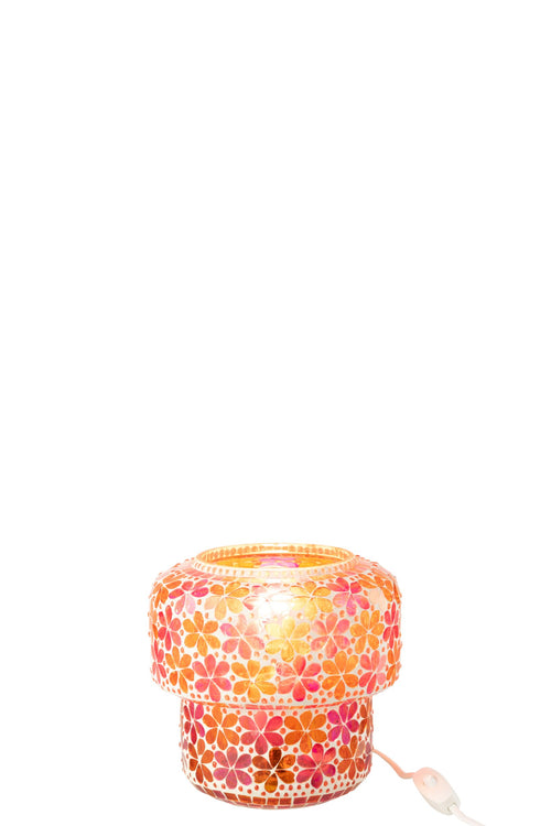 J-Line tafellamp Mozaïek - glas - roze/oranje - small