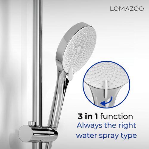 LOMAZOO thermostatische doucheset Varo - met handdouche - chroom - h.o.h. 12 cm