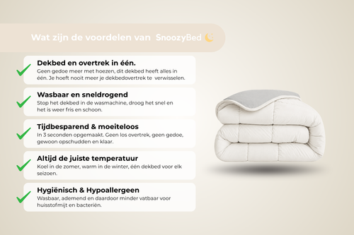 SnoozyBed - Dekbed zonder overtrek - Sand & Light Grey - 200x200cm