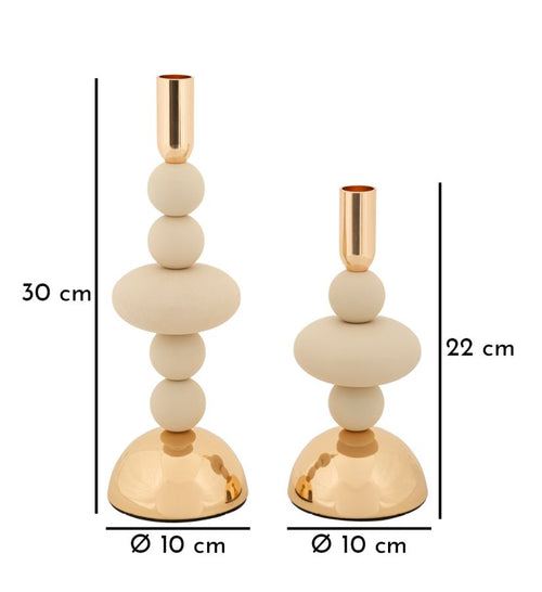Mauro Ferretti kaarsenhouder - set van 2 - crème/goud