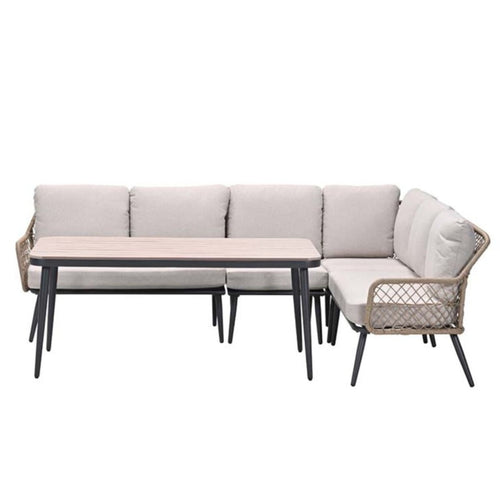 Garden Impressions hoek lounge dining set R Kalibo donker grijs 4-delig