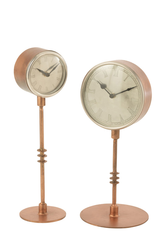 J-Line klok op voet - metaal - koper - large - 40 cm