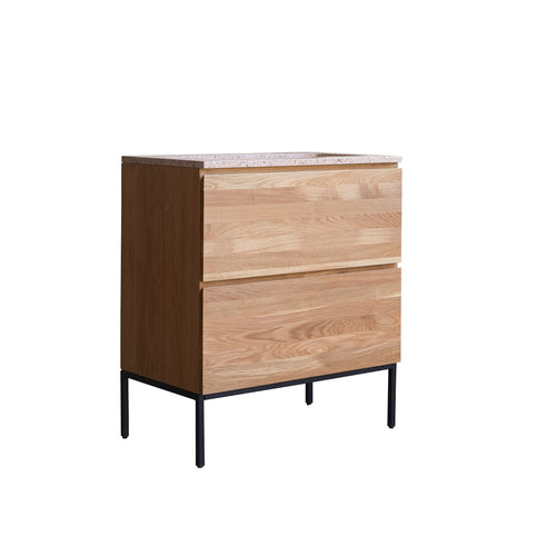 Tikamoon Badkamermeubel van massief eiken en roze premium terrazzo 80 cm - Roze