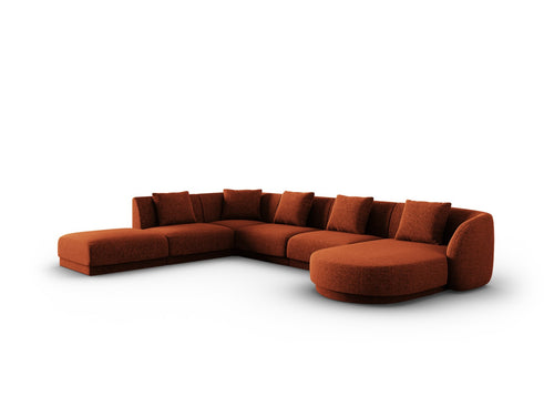 Cosmopolitan Design Panoramische hoekbank links Tulum 6-zits, chenille, terracotta - 255x330x70cm