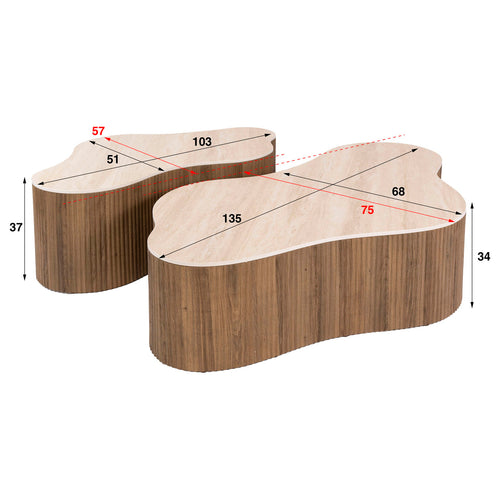 Giga Living Salontafel Ceramo Grande - Organisch Travertin - Set Van 2
