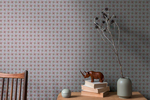 Livingwalls behang grafisch motief lila paars, blauw en grijs - 53 cm x 10.05 m - AS-390601