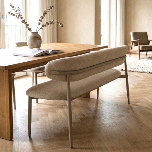 Giga Meubel Eetkamerbank Alexia - Beige/Beige - 160x55x77cm