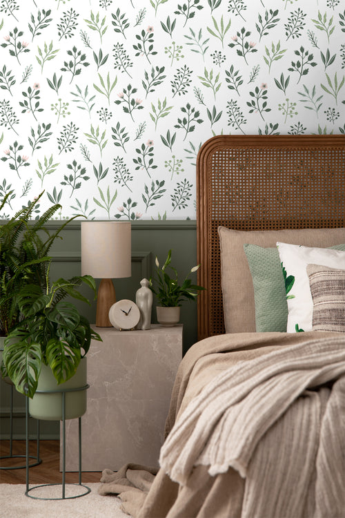 Walls4You behang veldbloemen groen en wit - 53 cm x 10.05 m - 935320 - vtwonen shop