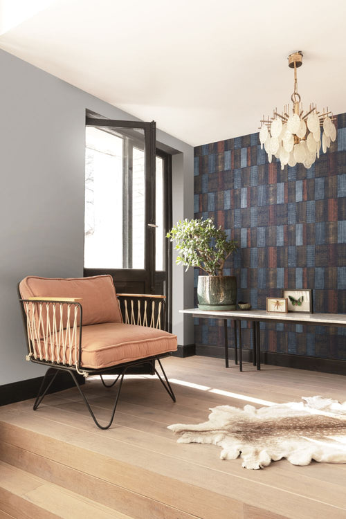 Masureel behang hamerslag bewerkt metaal blauw - 53 cm x 10.05 m - 630973 - vtwonen shop