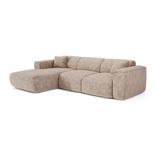 Sia Home - Hoekbanken YUMA - Fluweel met reliëf - Beige - 283cm