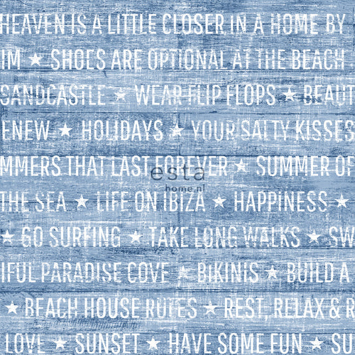 ESTAhome behang zomerse quotes blauw - 53 cm x 10.05 m - 148643