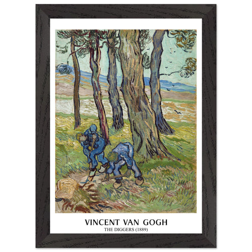 Artfulprints Poster met Lijst Vincent van Gogh - The diggers   - A4 21x29.7 cm - Groen