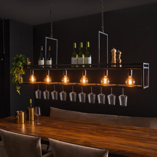 Giga Meubel Hanglamp Decorate - Zwart Metaal - 6-Lichts - 160x28x150cm