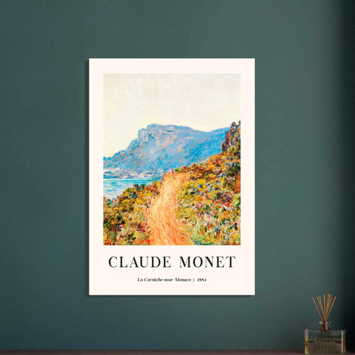Artfulprints Poster met Lijst Claude Monet - La Corniche near Monaco   - 50x70 cm - Meerkleurig