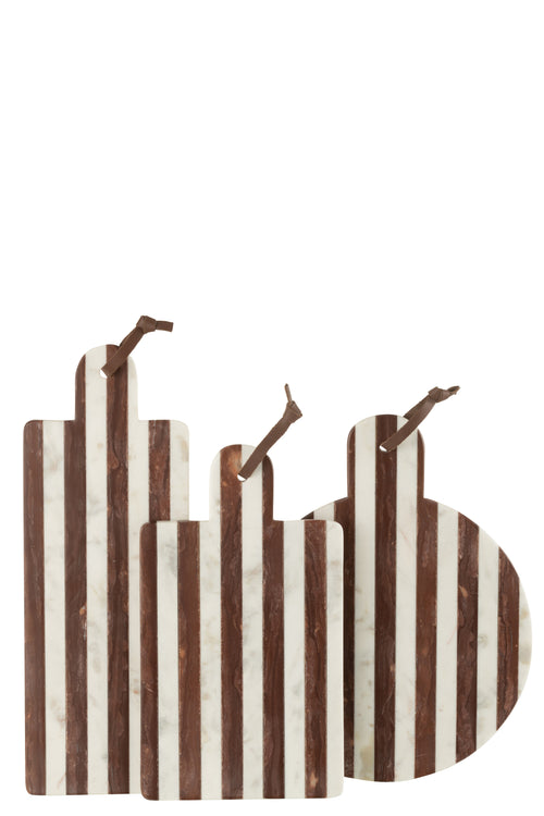 J-Line snijplank Rond Streep Marmer - steen - wit/bruin