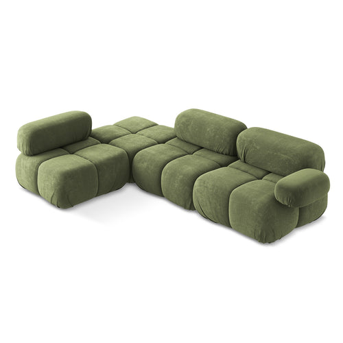 LaMiaSofa hoekbank links Sanremo - chenille stof - groente - 285x190x70