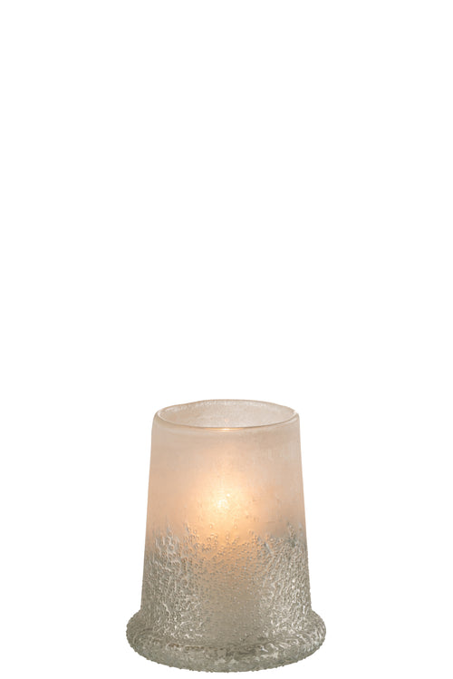 J-Line windlicht suiker - glas - wit - medium