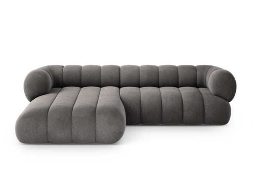 Cosmopolitan Design linker hoekbank Koge 5-zits, flueel grijs - 165x270x70cm