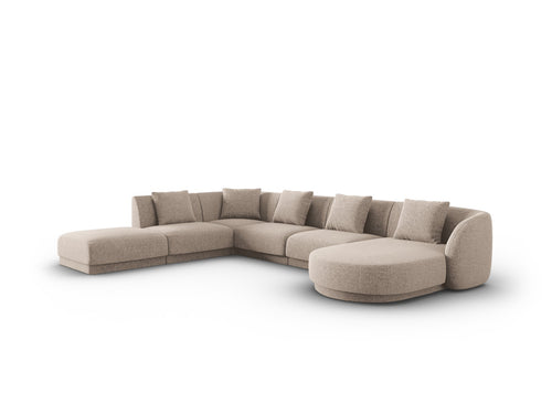 Cosmopolitan Design Panoramische hoekbank links Tulum 6-zits, chenille, beige - 255x330x70cm