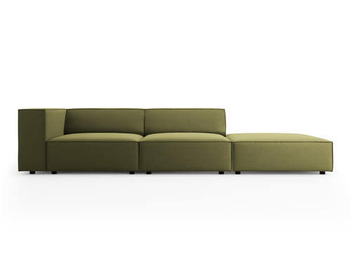 Cosmopolitan Design Rechte bank Arendal 4-zits, flueel, lichtgroen - 102x262x70cm