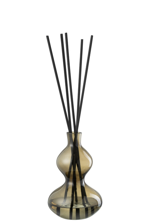 J-Line geurolie + stokjes Olive & Frank Incense - glas - groen - small - vtwonen shop