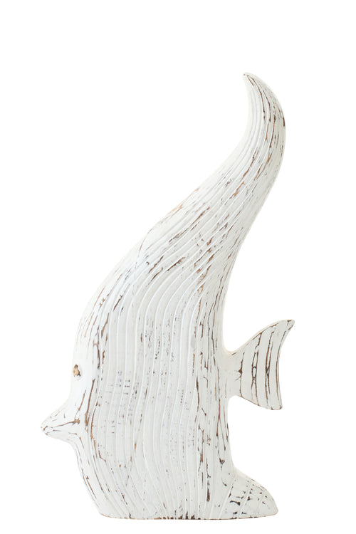 J-Line decoratie Vis Antiek - hout - gebroken wit -  large