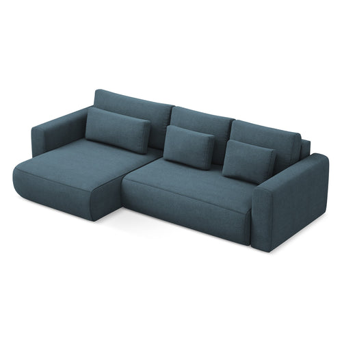LaMiaSofa hoekbank links Perugia - textuurstof - jeans - 278x149x82