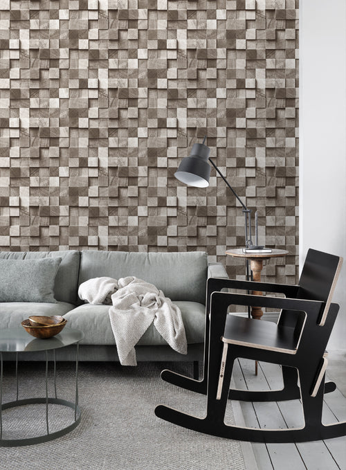 ESTAhome behang 3D-houtmotief bruin - 53 cm x 10.05 m - 138530